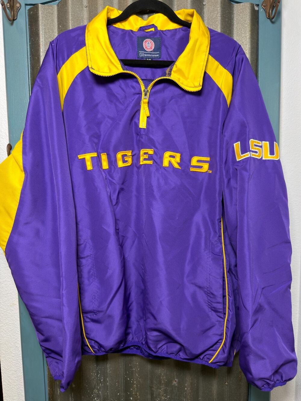 VTG 90s LSU Tigers G-III Sports Carl Banks 1/4 Zip Pullover Purple Gold Mens XL